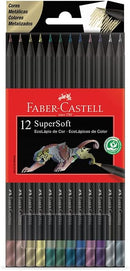 EcoLápis de Cor SuperSoft Cores Metálicas, Faber-Castell, 12 Cores, 1 Cartela - 120712SOFTMET