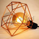 Conjunto Lustre Pendente Diamante Triplo Aramado E27 Cobre