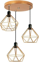 Conjunto Lustre Pendente Diamante Triplo Aramado E27 Cobre