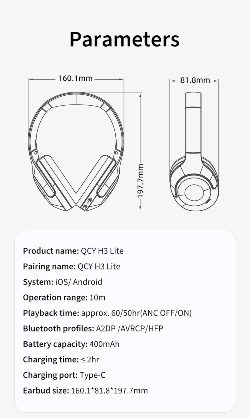 Fone Bluetooth 5.3 QCY H3 60Horas de duração