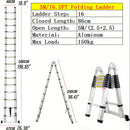Escada telescópica de alumínio de 16,5 pés com barra estabilizadora Escadas retráteis tipo A compactas e fáceis de transportar para oficina RV Camper