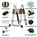 Escada telescópica de alumínio de 16,5 pés com barra estabilizadora Escadas retráteis tipo A compactas e fáceis de transportar para oficina RV Camper